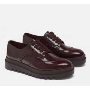 🆕 Zara Burgandy Patent Derby Oxfords